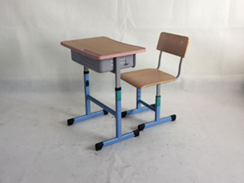 椭圆管升降课桌椅蓝款